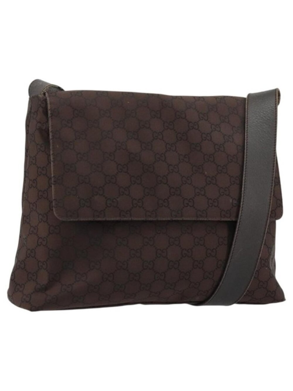 Authentic GUCCI GG Canvas Shoulder Bag Nylon Outlet Brown Gold 272351